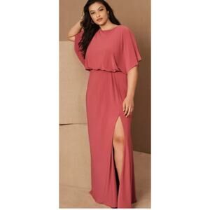 BHLDN × Anthropologie Lena Flutter Sleeve Jersey Pink Mauve Dress. Size 16